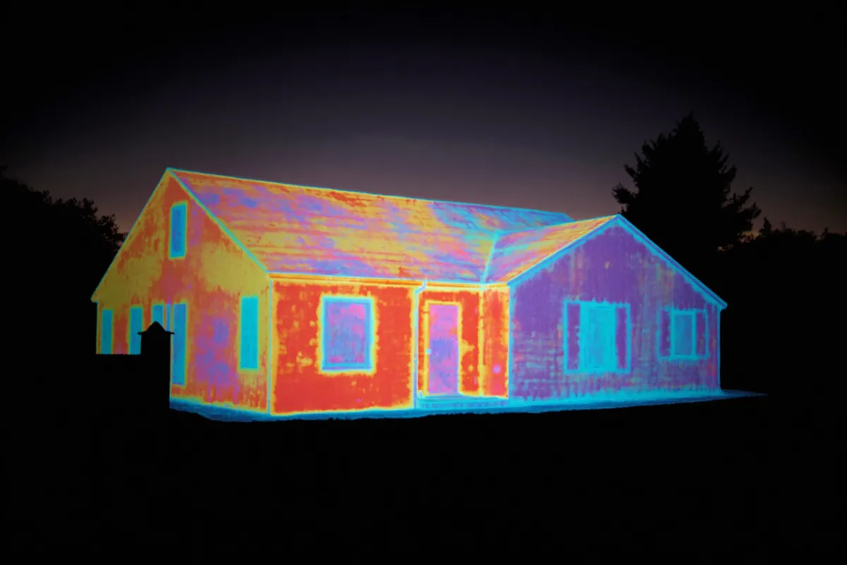 Thermographie des déperditions de chaleur sur une maison à Narbonne